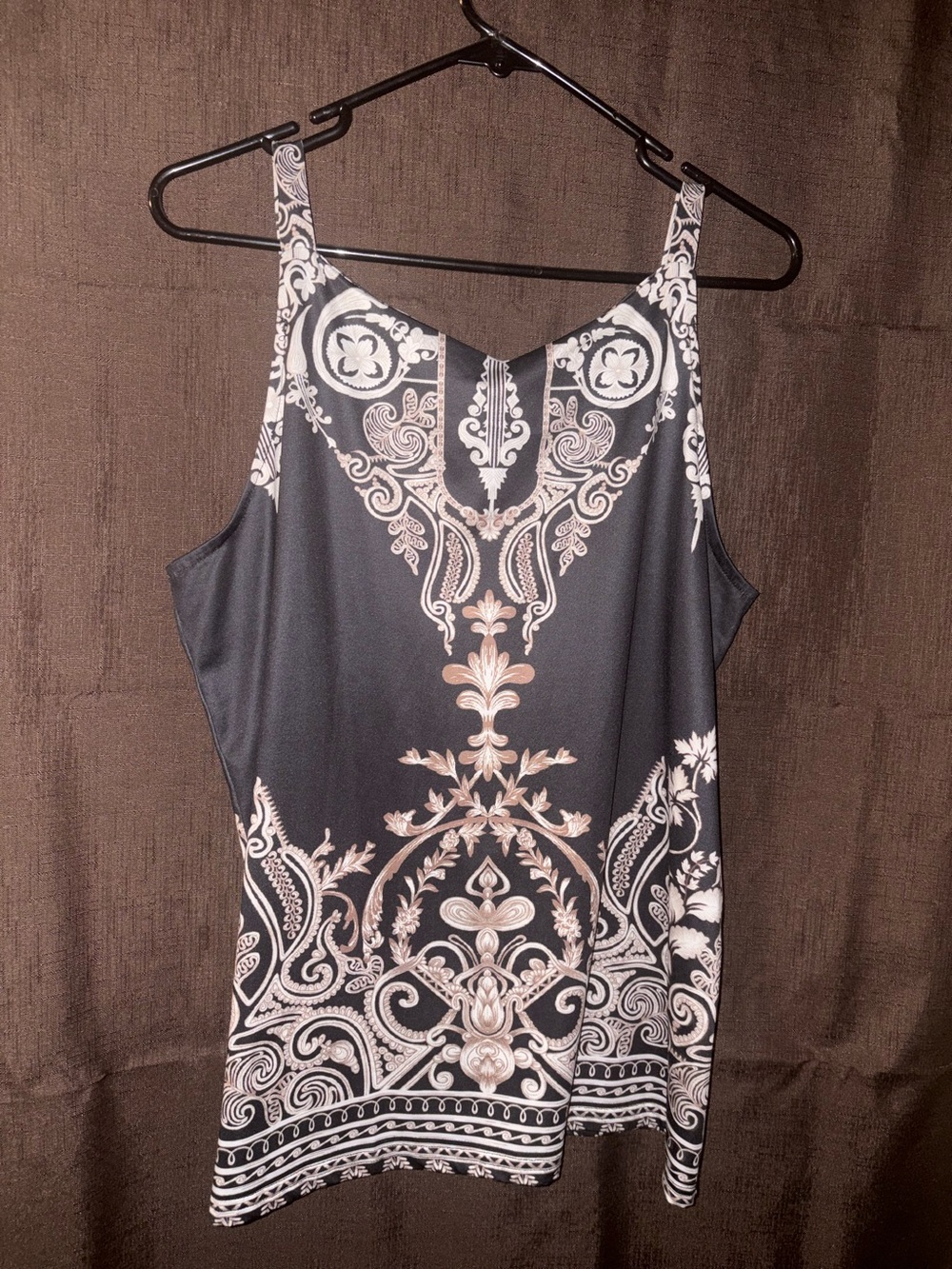 Boutique Black Paisley Print Sleeveless Tank Top Size XL